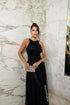 VESTIDO DE GOLA TULE TRABALHADO